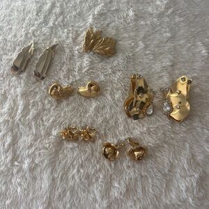Lot of Elegant Vintage Gold Tone Clip-On Earrings Butterfly Rose Flower 6 pairs